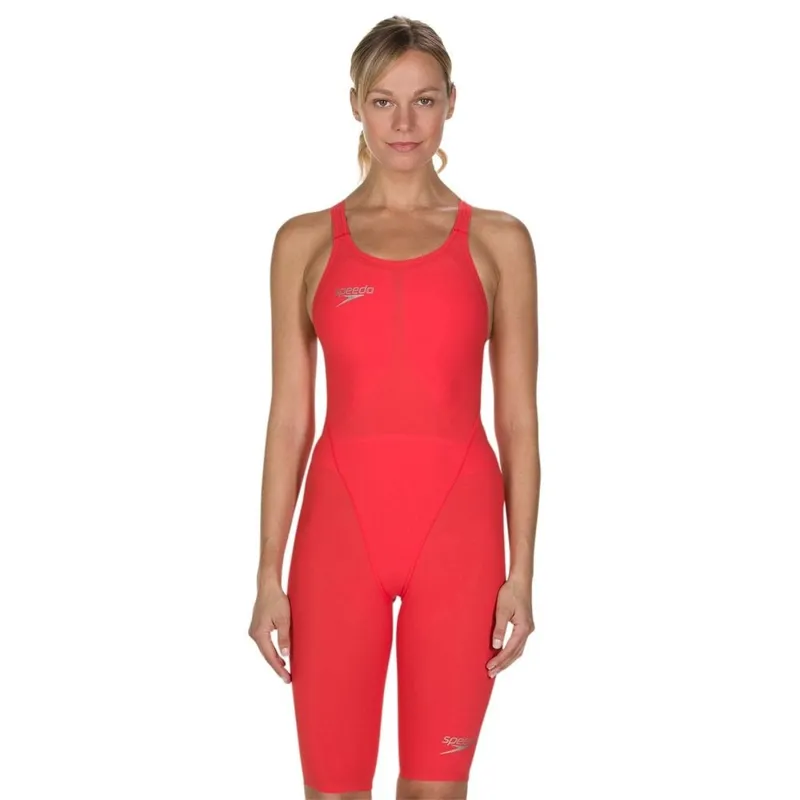 Speedo Women's Fastskin LZR Racer Element Openback Kneeskin - Red/Silver-1
